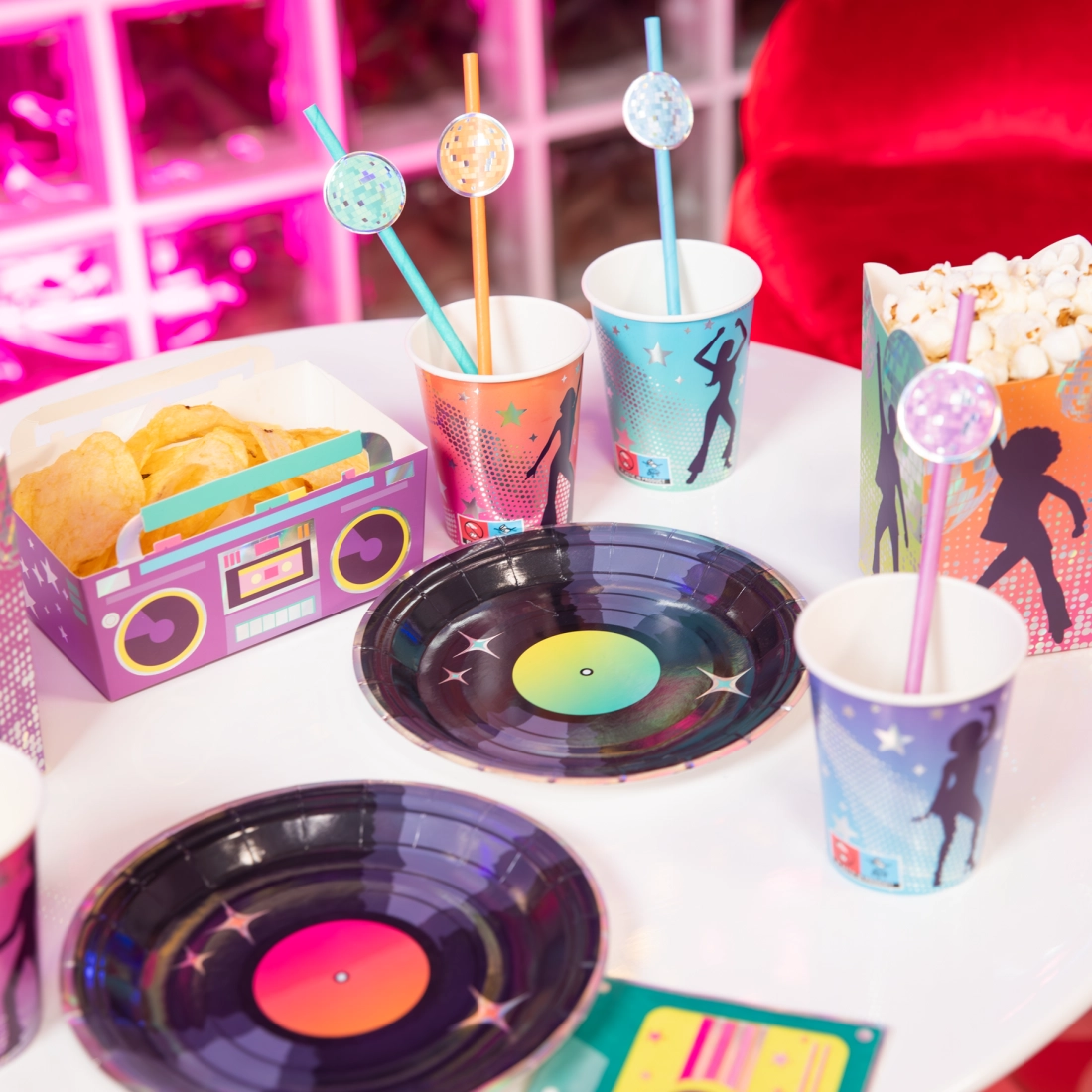 Farfurii de hârtie Retro Disco 18 cm | Set 6 buc.